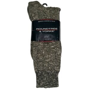 Pair Roundtree &‎ Yorke Dillards Socks Cotton Blend Brown Mens 6-12.5 New